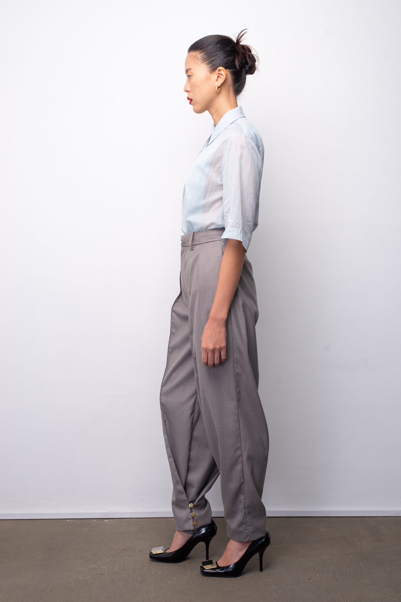 Charlie High-waisted Tailored Trousers (Charcoal) - PENNYYPINCHER