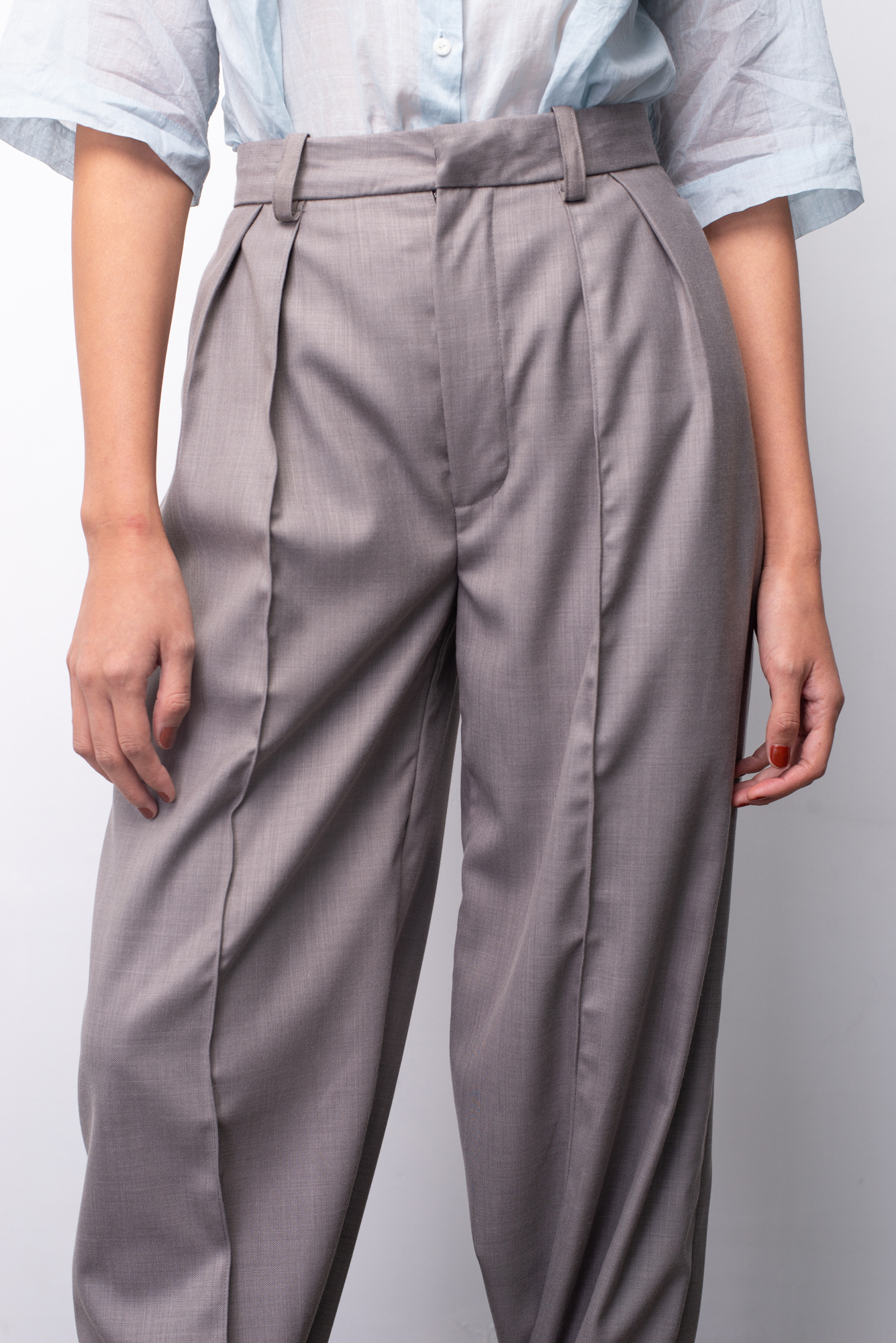 Charlie High-waisted Tailored Trousers (Charcoal) - PENNYYPINCHER